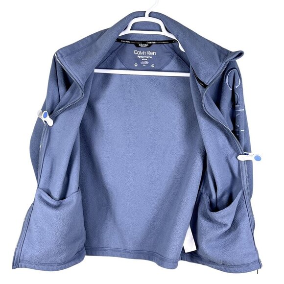 Calvin Klein Performance Women S Polar Fleece Jacket Baby Blue Full Zip SpellOut - Picture 4 of 15